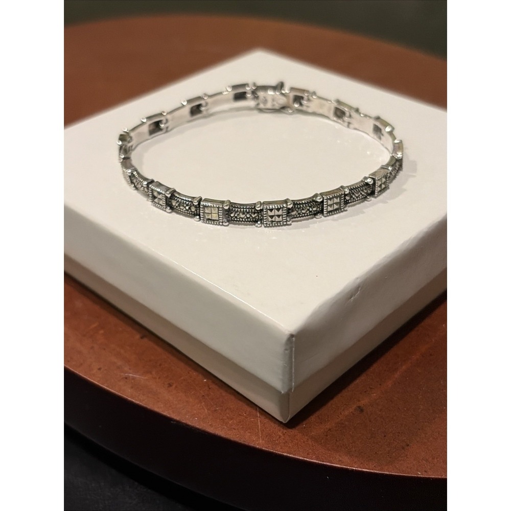 Vintage Judith Jack JJ Sterling‎ Silver & Marcasite Bracelet 7.25"